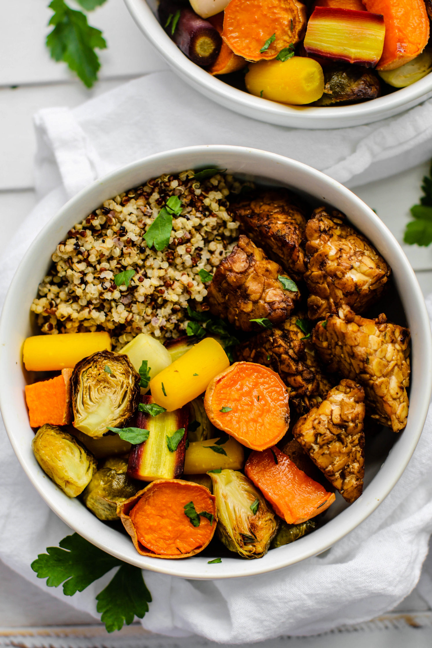 Maple Balsamic Tempeh & Rainbow Veggie Buddha Bowls Flora & Vino