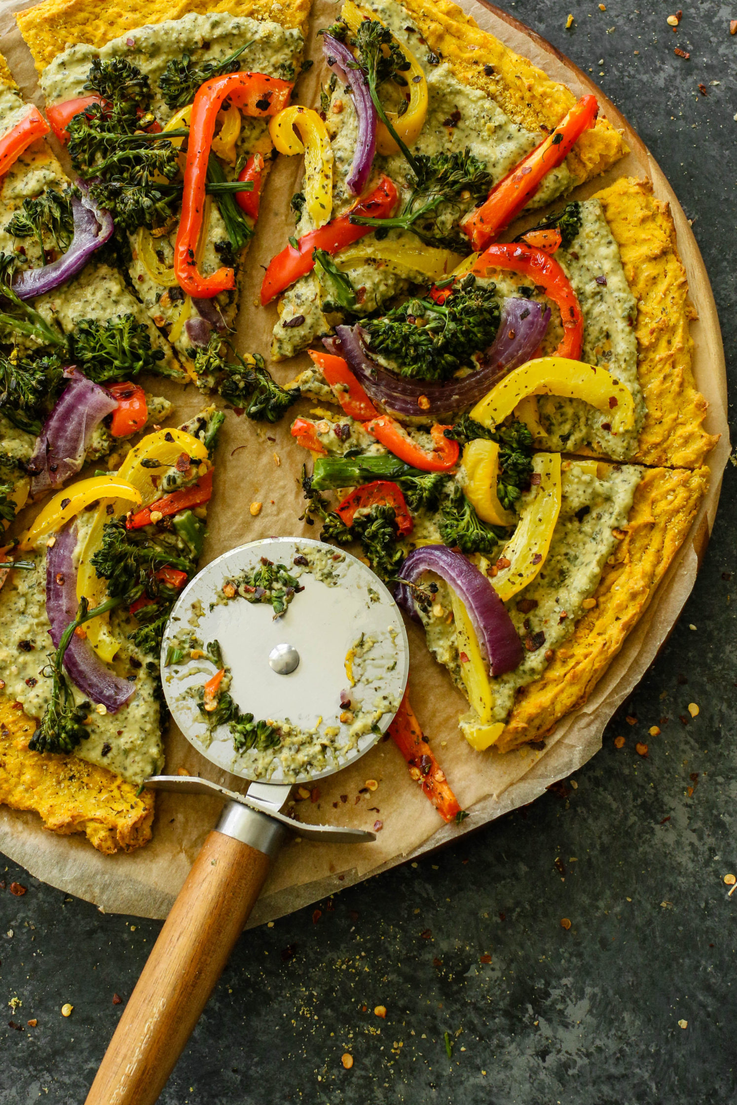 Butternut Squash Pizza with Kale Pesto Hummus - Flora &amp; Vino