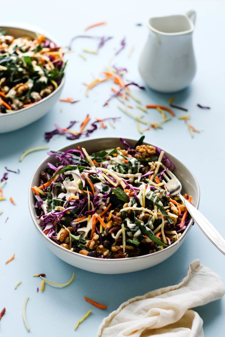 Raw Krazy Kale Salad with Miso Tahini Dressing (V, GF, OF) Flora & Vino