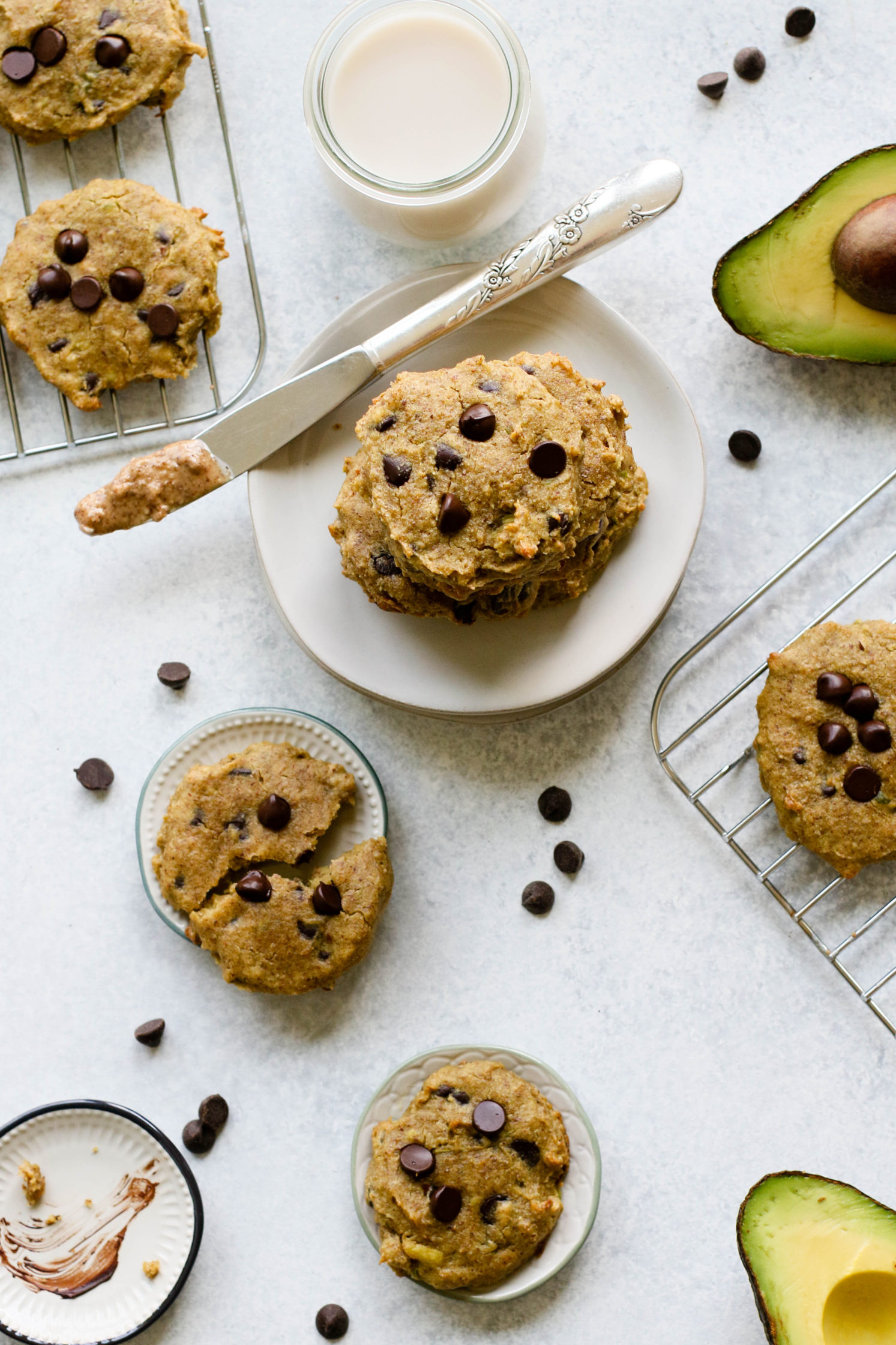 Almond Butter Avocado Chocolate Chip Cookies (V, GF, OF) Flora & Vino