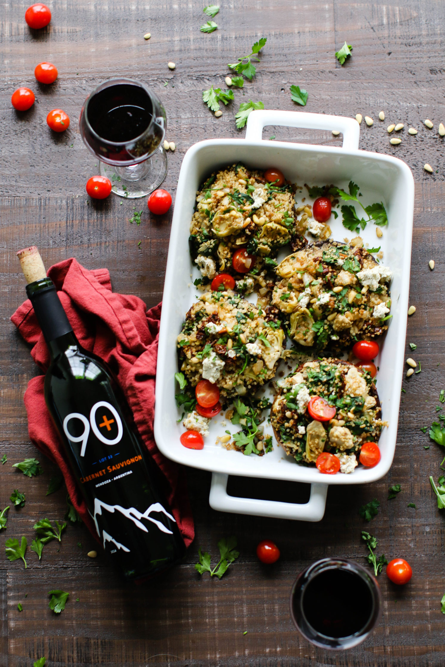 Portobello Mushrooms with Ratatouille and Spinach