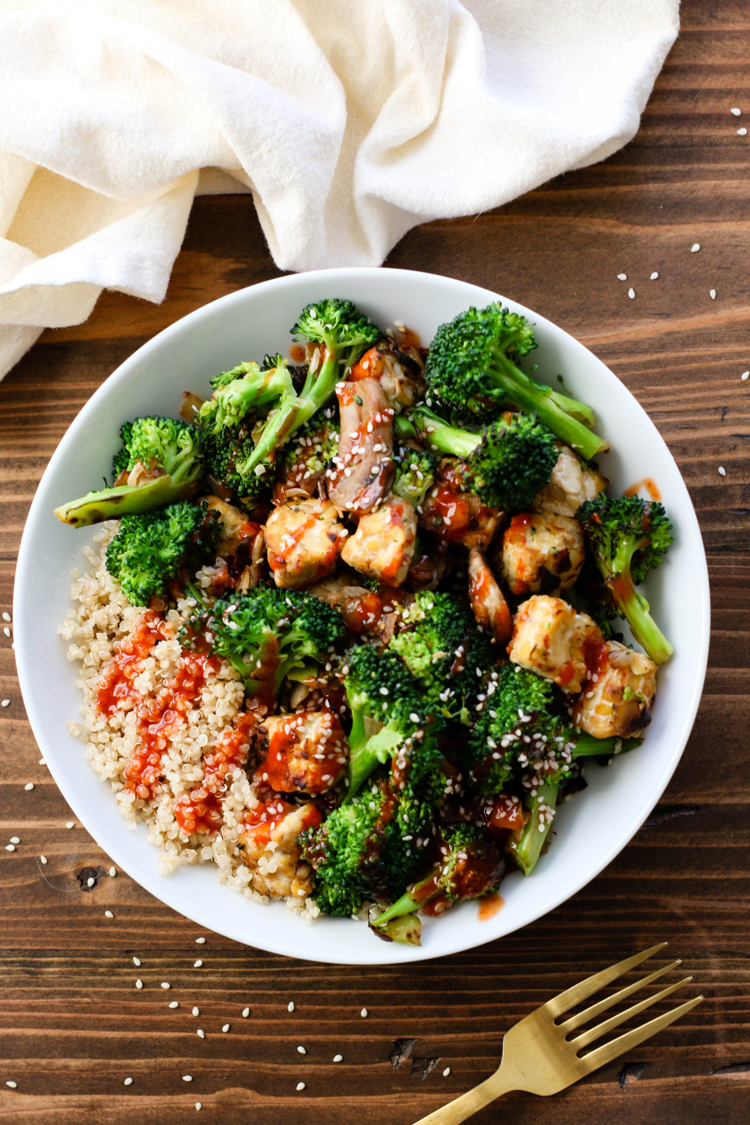 Spicy Sesame Tempeh & Broccoli Stir Fry (V, GF) Flora & Vino