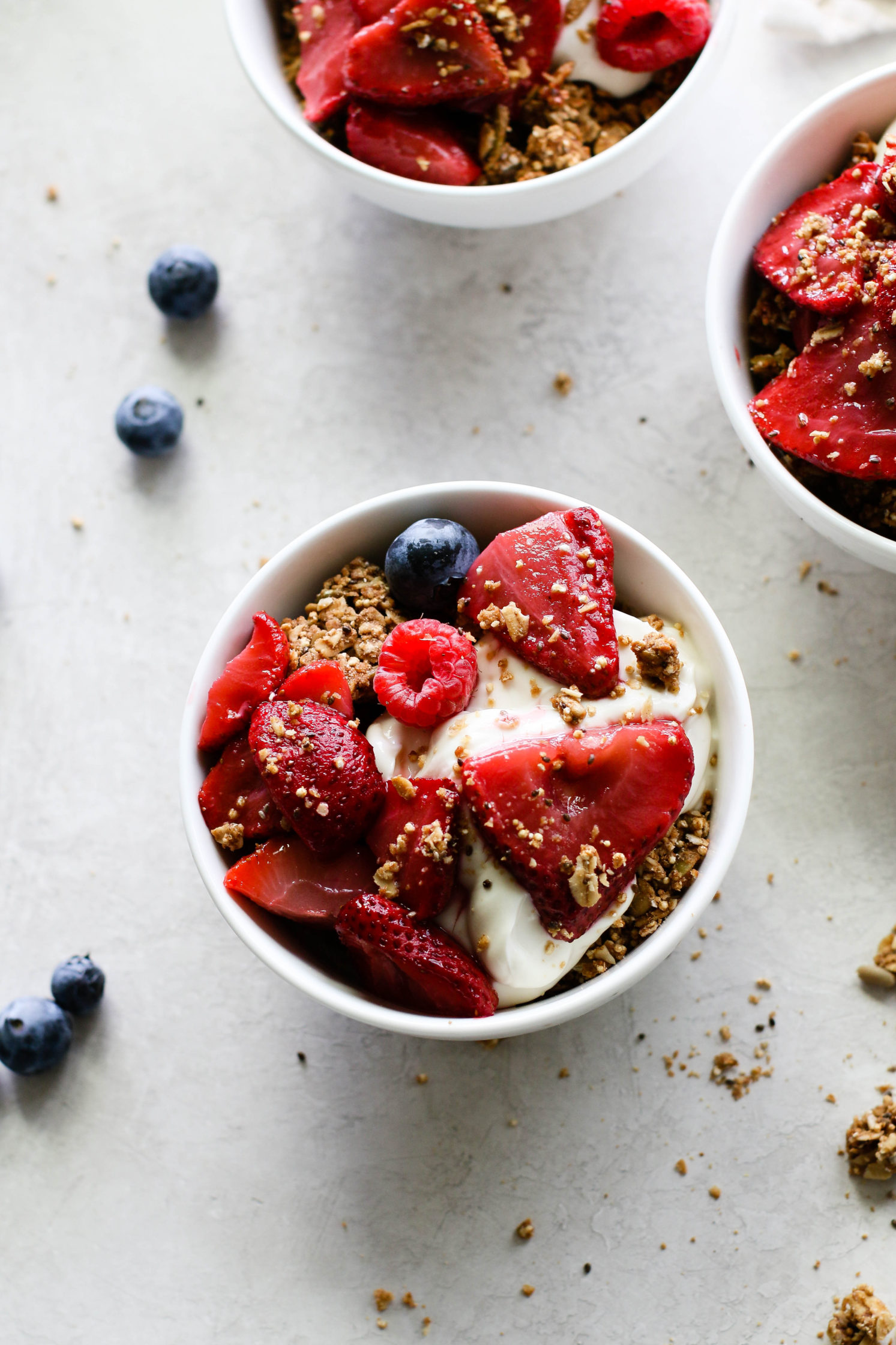 Roasted Strawberry Yogurt Bowls (V, GF, OF) Flora & Vino