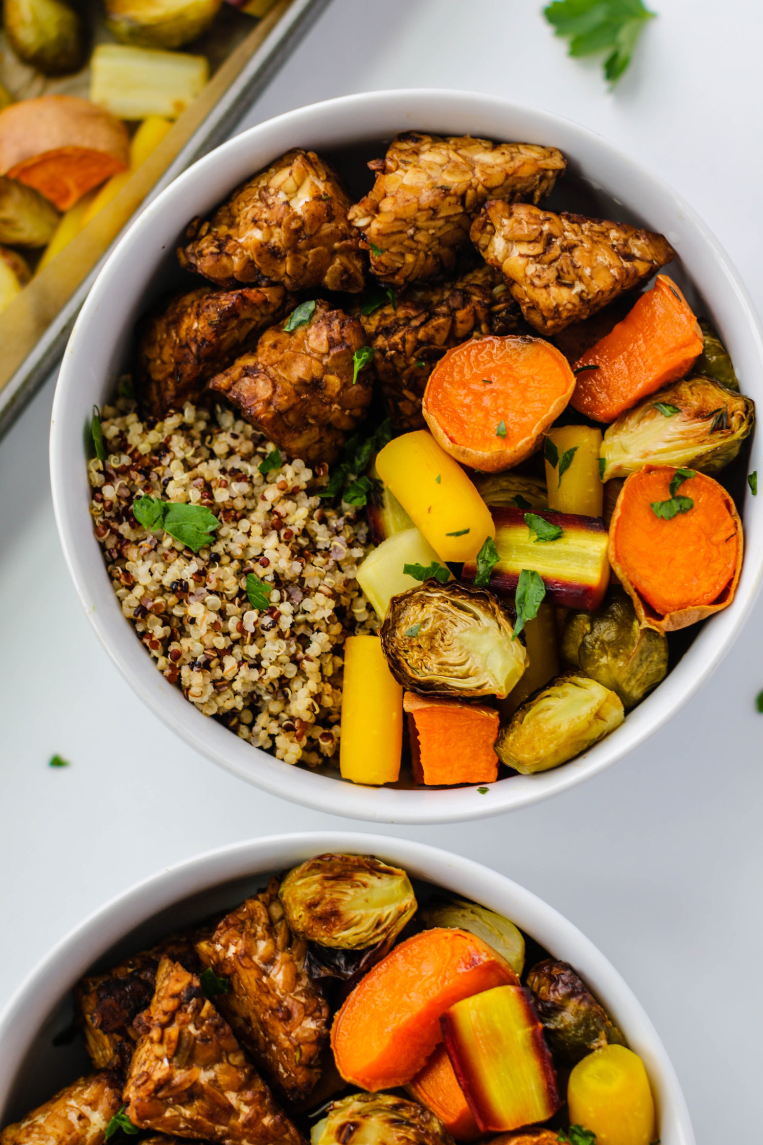 Maple Balsamic Tempeh & Rainbow Veggie Buddha Bowls8 Flora & Vino