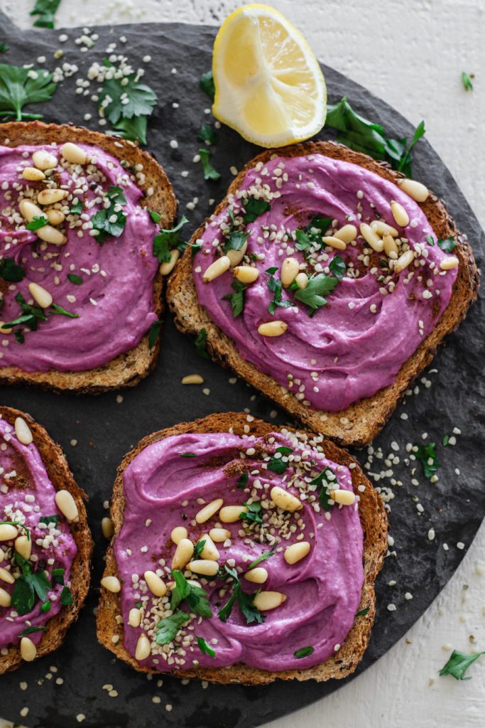 Chickpea-Free Purple Sweet Potato Hummus Toast - Flora & Vino