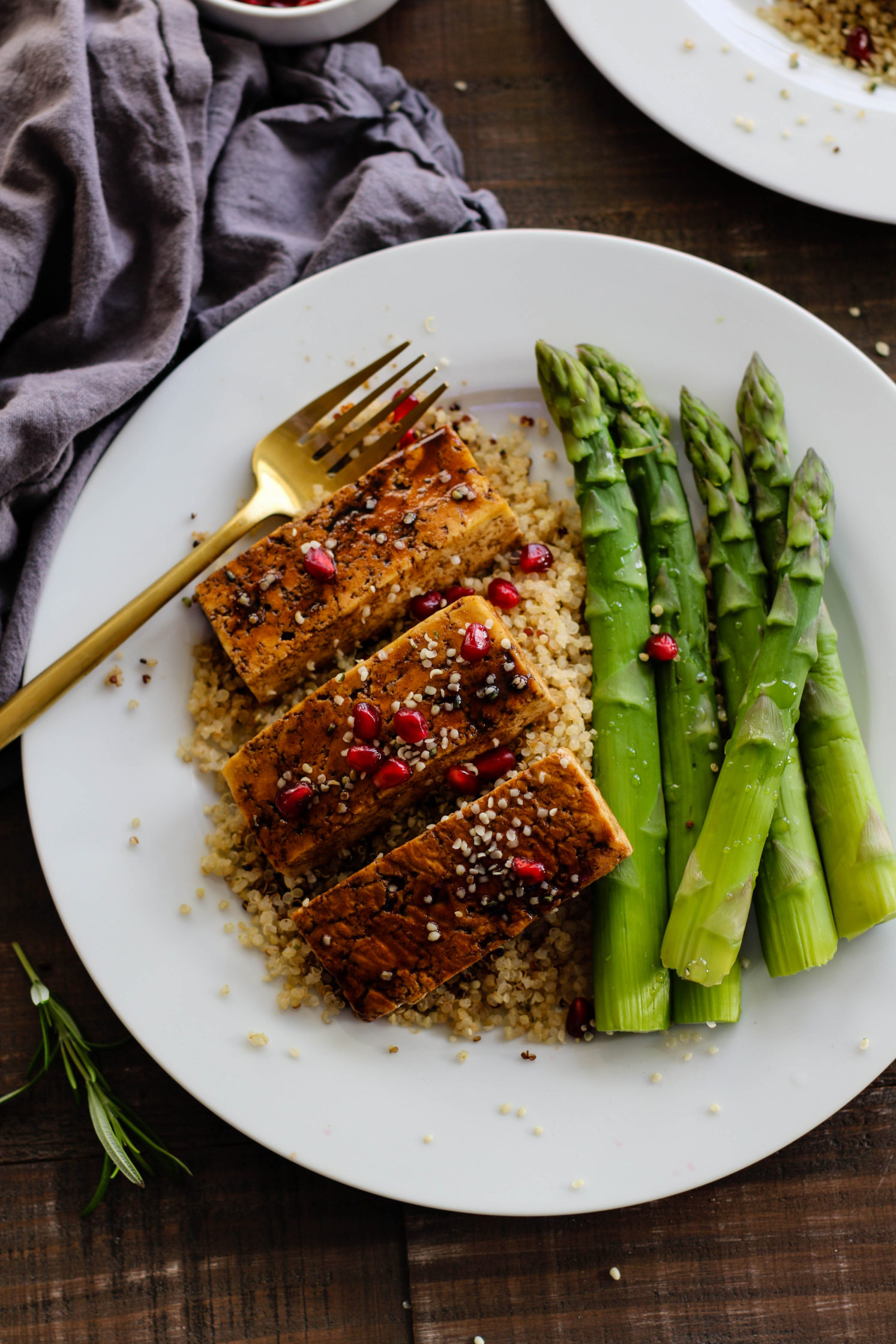 Rosemary Balsamic Glazed Tofu with Asparagus Flora & Vino